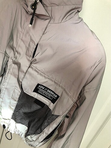 xs Beden gri Renk Bershka reflektörlü bomber ceket