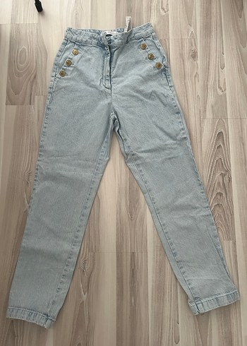 Düğmeli Kadın Denim Pantolon