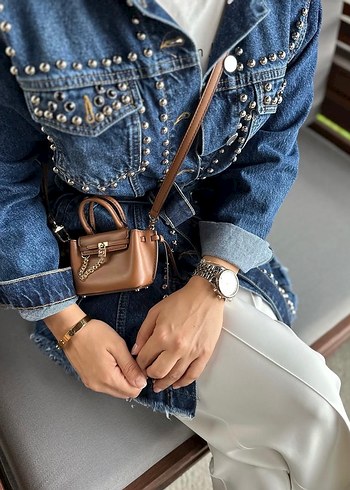 Tasarım Zımba Detaylı  Kadın Kot Ceket - Görsel 2