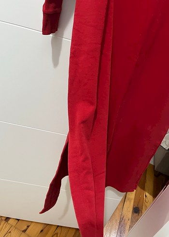 Touche Kırmızı Kapüşonlu Uzun Kadın Elbise - Görsel 3