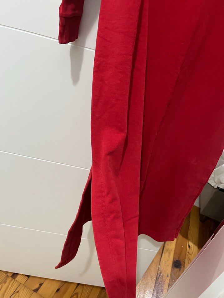 Touche Kırmızı Kapüşonlu Uzun Kadın Elbise - Görsel 3