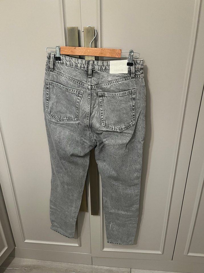 Bershka Gri Mom Jean - Görsel 2