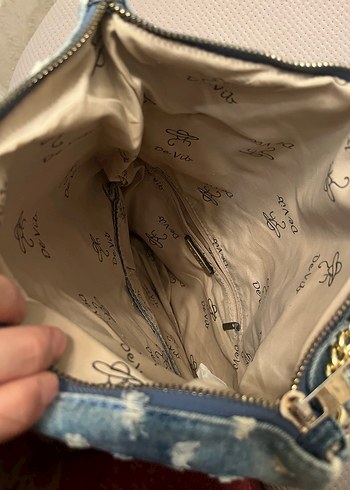 Zincir Detaylı Mavi Denim Kadın Çanta - Görsel 6