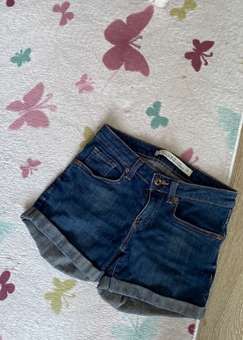 34 Beden mavi Renk Mavi Bağlamalı Düğmeli Kadın Denim Şort