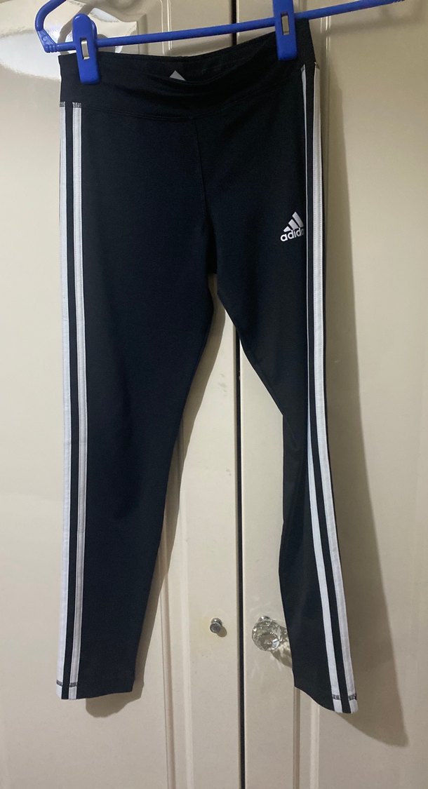 Kız Siyah Adidas Şeritli Tayt - Görsel 2