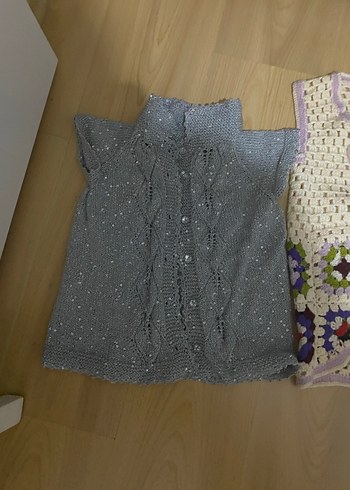 Gri Nakışlı Bohem Kız Triko Süveter - Görsel 2