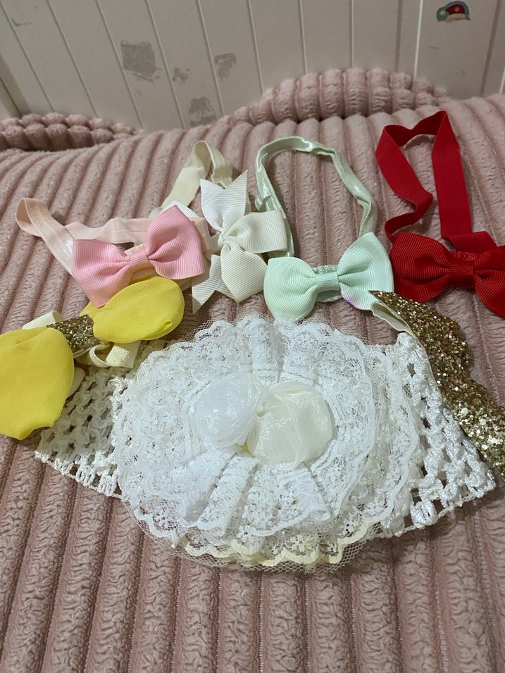 Dantel ve Nakış Detaylı Pembe Bohem Saç Bantları - Görsel 4