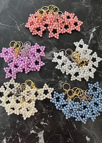 Pastel Renkli İnci yıldız anahtarlık