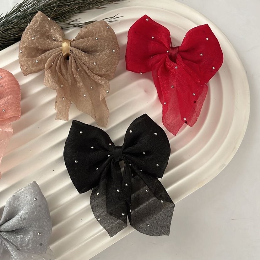 Çok Renkli Parlak Fiyonk Saç Aksesuarları - Görsel 3