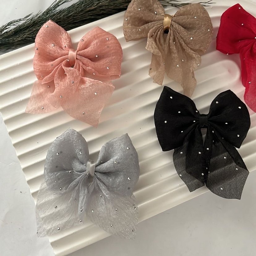 Çok Renkli Parlak Fiyonk Saç Aksesuarları - Görsel 2