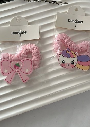 Nakışlı Pembe Elastik Çocuk Saç Tokaları - Görsel 4