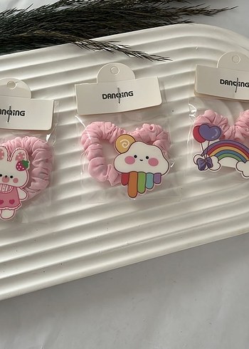 Nakışlı Pembe Elastik Çocuk Saç Tokaları - Görsel 2