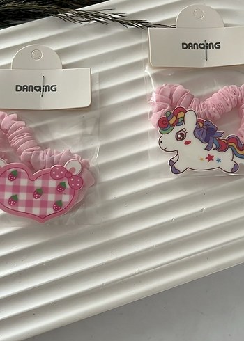 Nakışlı Pembe Elastik Çocuk Saç Tokaları - Görsel 3