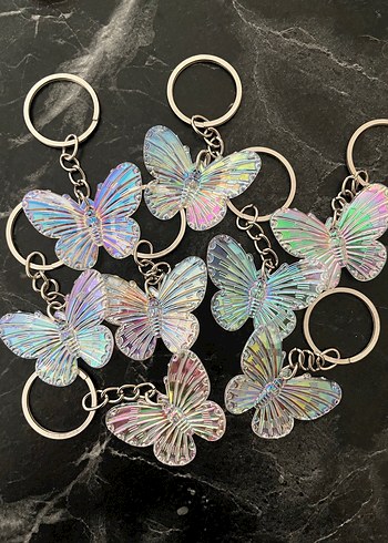 Şeffaf Renkli Kelebek Anahtarlık Seti - Görsel 4