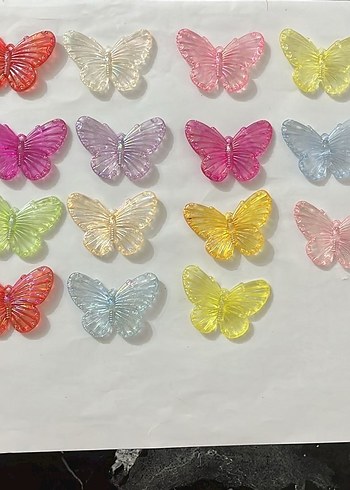 Şeffaf Renkli Kelebek Anahtarlık Seti - Görsel 3