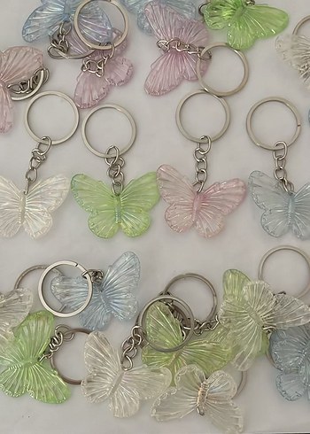 Şeffaf Renkli Kelebek Anahtarlık Seti - Görsel 2