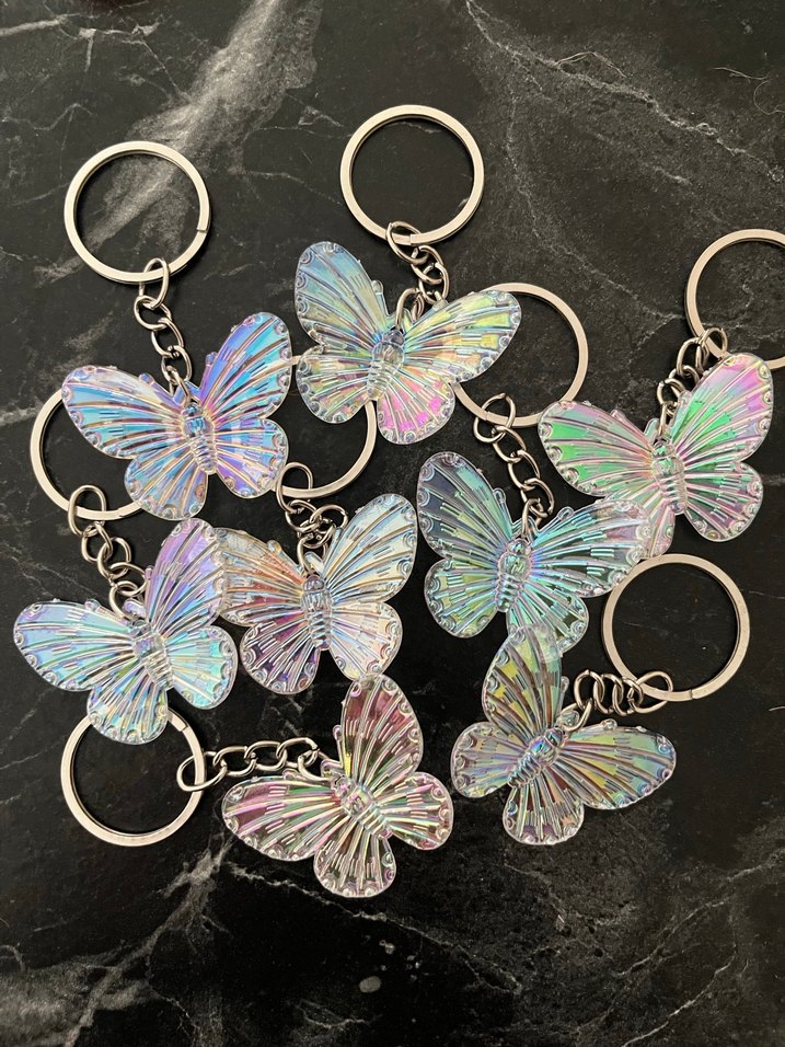 Şeffaf Renkli Kelebek Anahtarlık Seti - Görsel 4