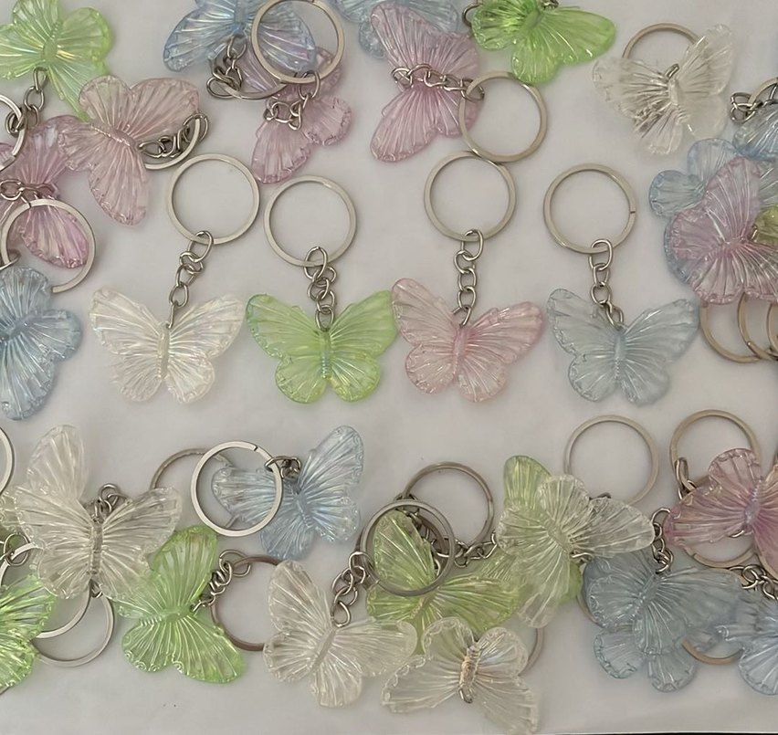 Şeffaf Renkli Kelebek Anahtarlık Seti - Görsel 2