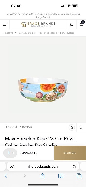 Diğer Pip studio Mavi royal kase 23 cm