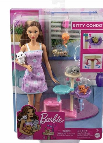  Beden Renk Barbie ve yavru kedileri oyun seti 