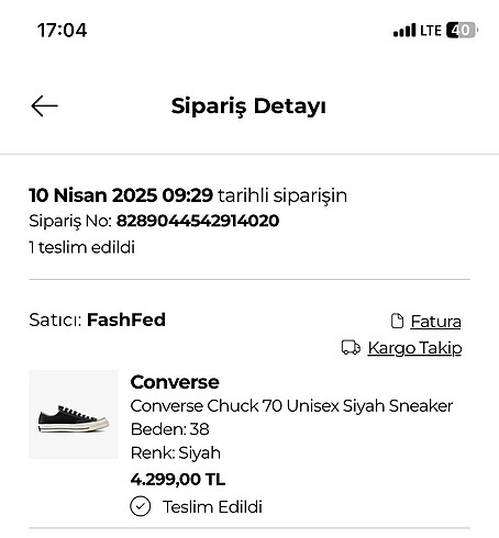 38 Beden Converse Chuck 70 Unisex Siyah