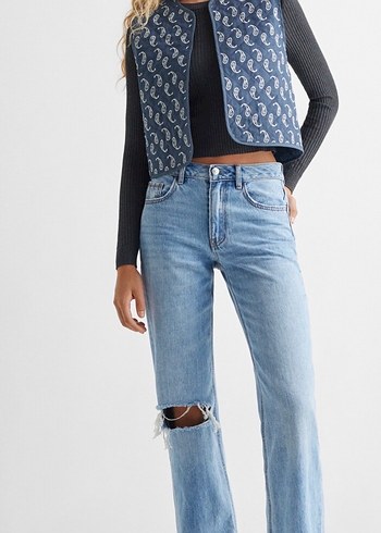 Mango Teen Düğmesiz Bohem Desenli Kolsuz Yelek - Görsel 4