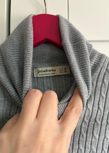 Stradivarius Gri Kadın Boğazlı Örgü Kazak - Görsel 2