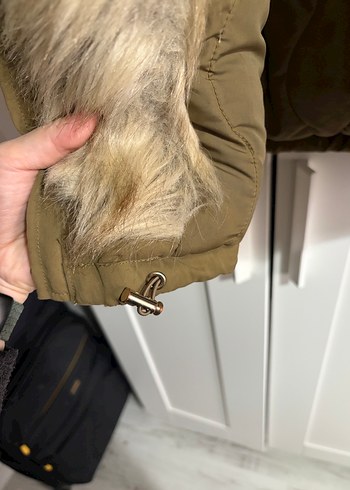 Zara Bej Midi Boy Kürklü Kadın Mont - Görsel 4