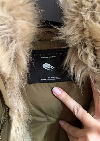 Zara Bej Midi Boy Kürklü Kadın Mont - Görsel 2