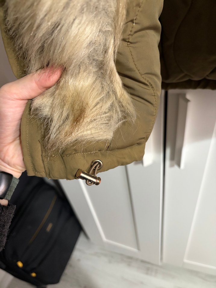 Zara Bej Midi Boy Kürklü Kadın Mont - Görsel 4