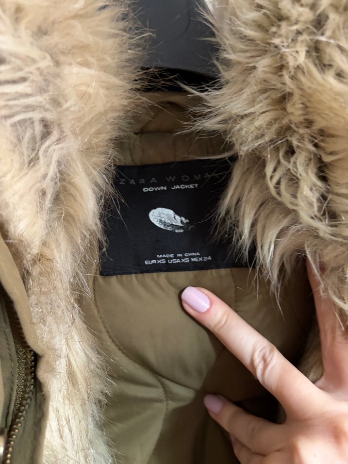 Zara Bej Midi Boy Kürklü Kadın Mont - Görsel 2