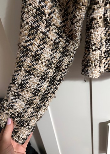 Düğmeli Kahverengi Kadın Midi tüvit Ceket - Görsel 3