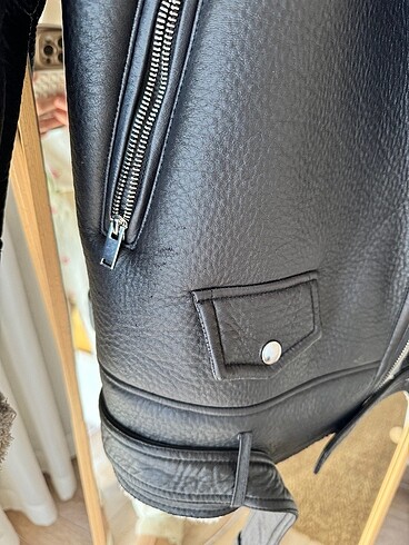 xs Beden Kalın kahverengi biker mont ceket