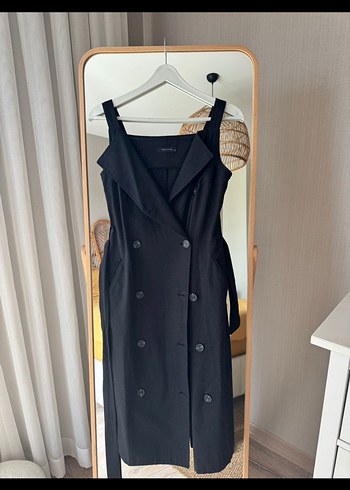 Siyah Askılı Midi gömlek Elbisesi - Görsel 3