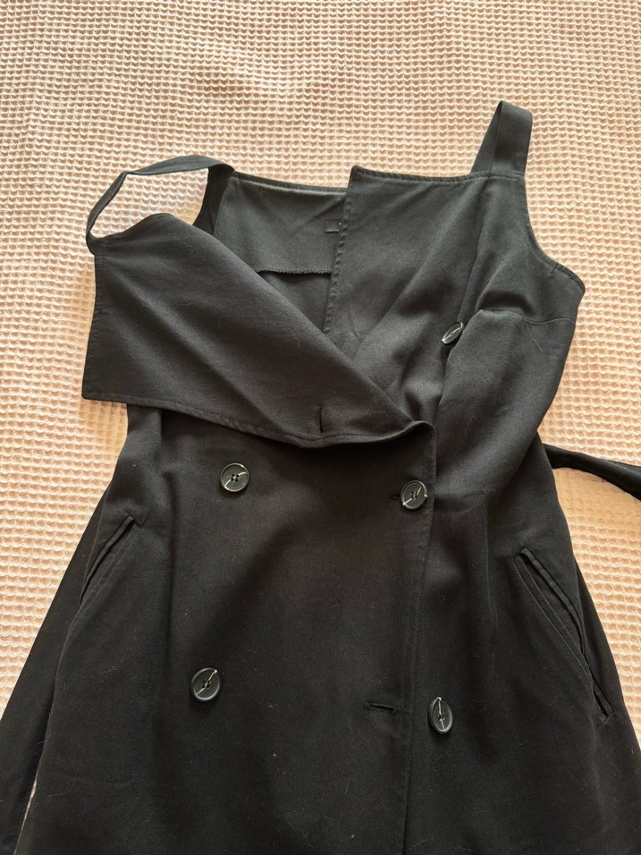 Siyah Askılı Midi gömlek Elbisesi - Görsel 5