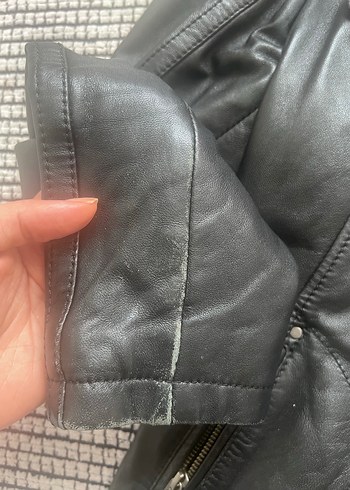 Derimod Siyah Deri Biker Ceket - Görsel 3