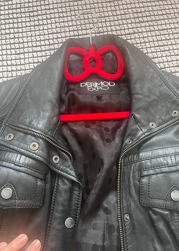 Derimod Siyah Deri Biker Ceket - Görsel 2