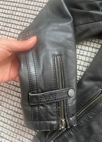 Derimod Siyah Deri Biker Ceket - Görsel 4