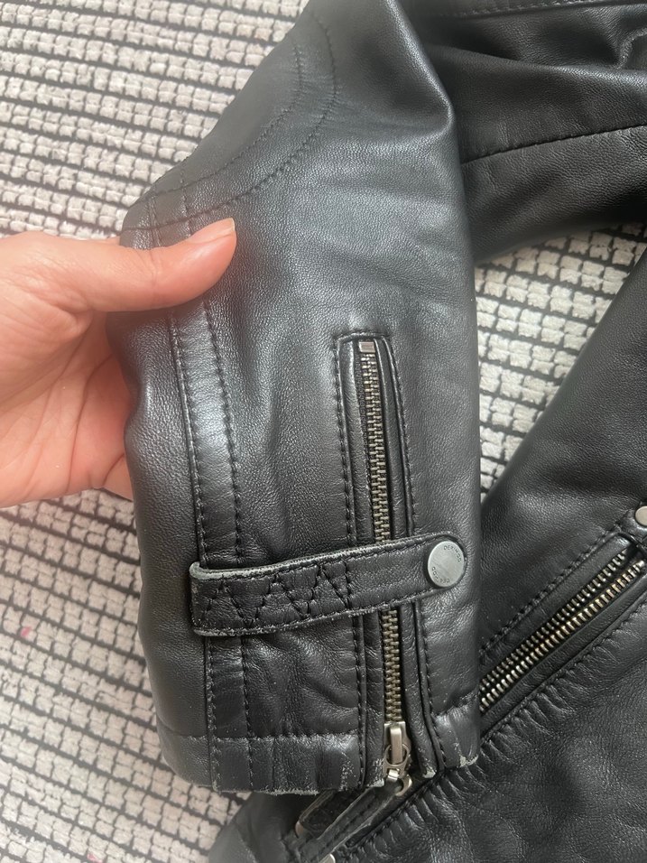 Derimod Siyah Deri Biker Ceket - Görsel 4