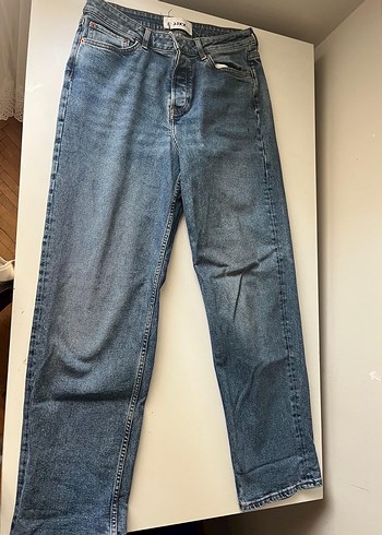 Diğer Gri Mavi Kadın Denim Rahat Kesim Pantolon