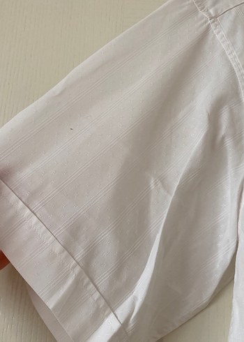 l Beden beyaz Renk Beyaz Kısa Kollu Keten Gömlek