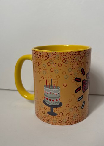 Sarı Renkli Doğum Günü Temalı porselen Kupa - Görsel 2