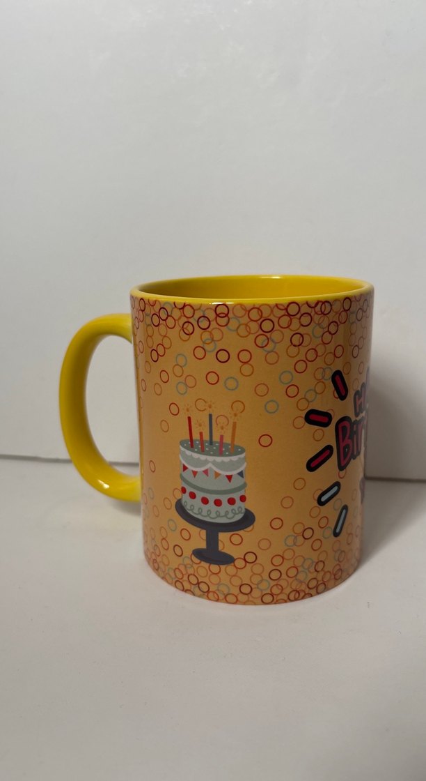 Sarı Renkli Doğum Günü Temalı porselen Kupa - Görsel 2