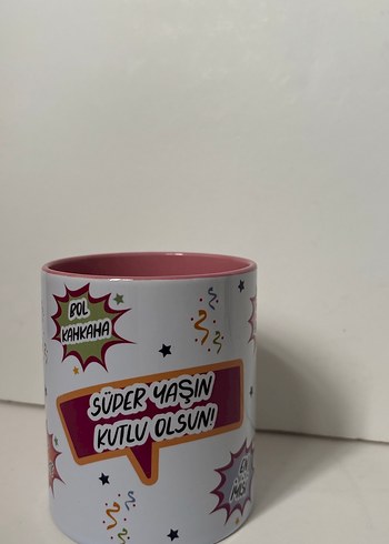 Pembe Renkli Yeni Dilekler Temalı  porselen Kupa - Görsel 2