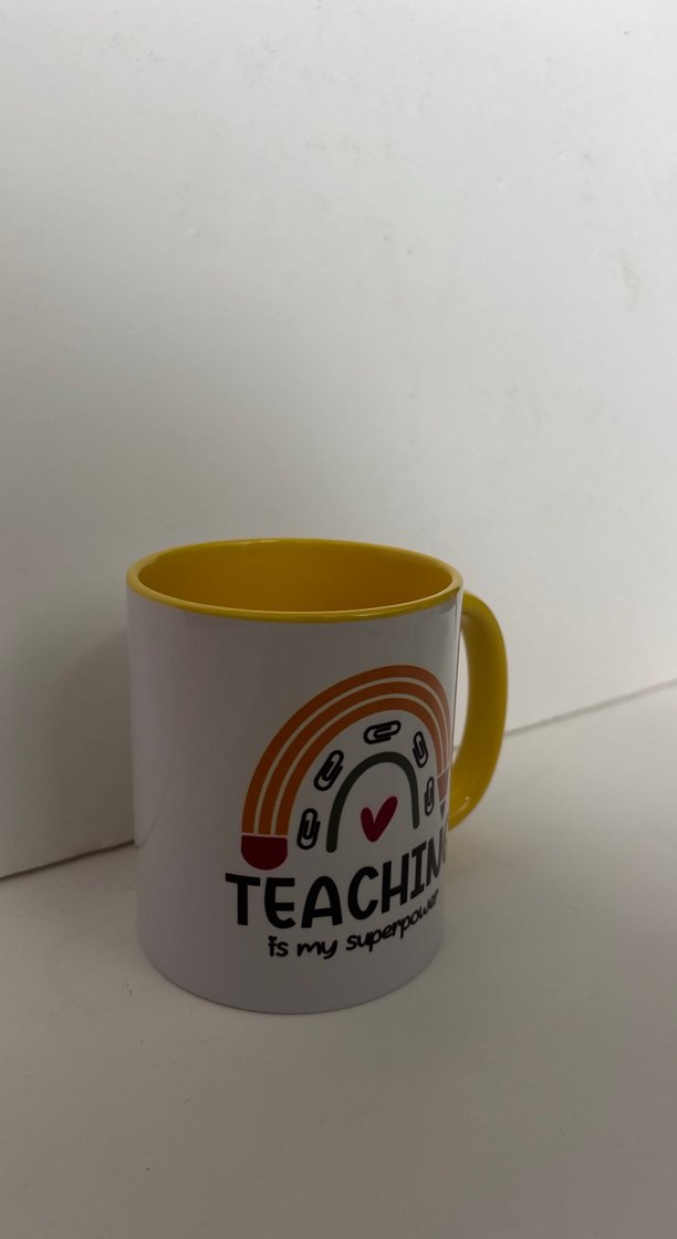 Sarı Kulplu Öğretmen Temalı porselen Kupa - Görsel 2