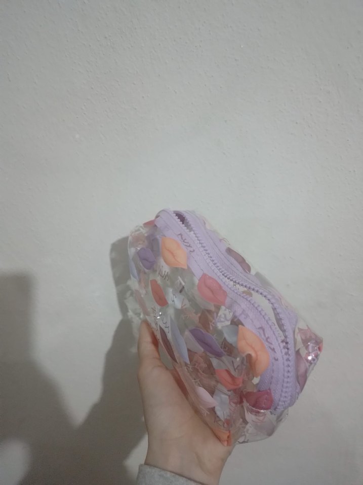 Mor Baskılı Kadın Makyaj Çantası - Görsel 3