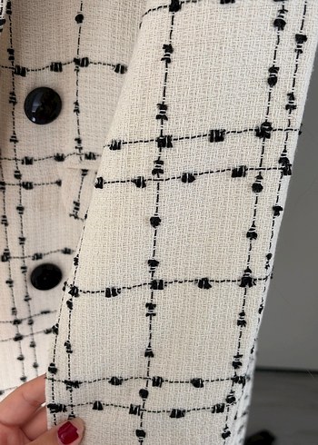 Ekose Desenli Uzun Kadın Kaban - Görsel 5