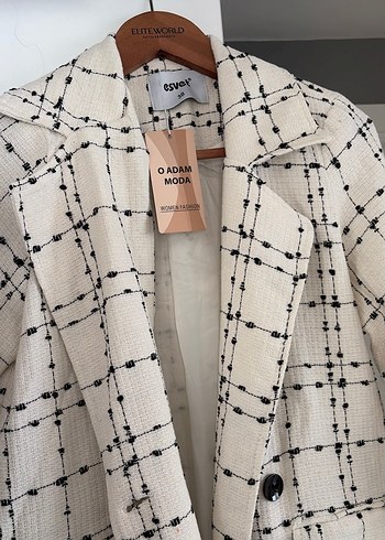 Ekose Desenli Uzun Kadın Kaban - Görsel 2