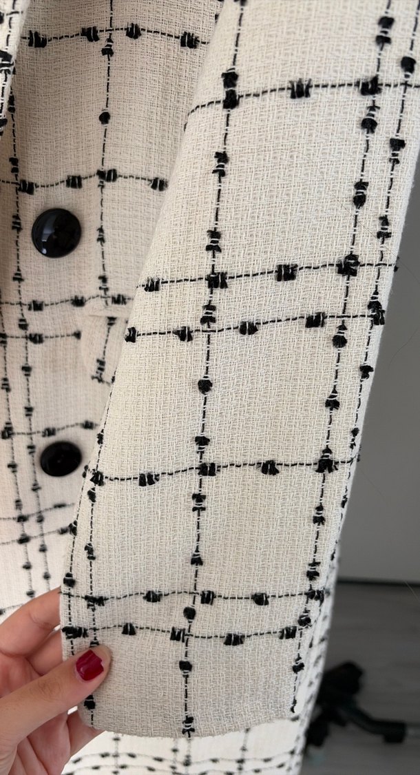 Ekose Desenli Uzun Kadın Kaban - Görsel 5