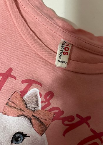 Pembe Kedi Desenli Pastel Tişört - Görsel 2
